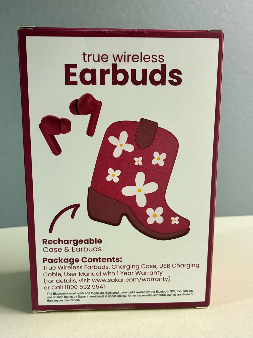 True Wireless Earbuds in Red with Rechargeable Case